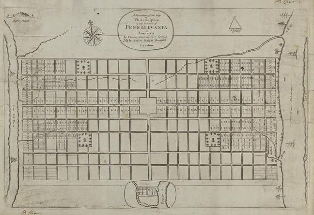 Image of Map drawn by surveyor Thomas Holme as the original plan for Philadelphia.