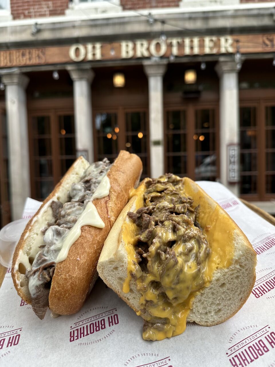 Oh Brother cheesesteak pictured outside of the restaurant.